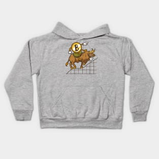 Bitcoin Riding The Trend Crypto Blockchain Trader Bull Art Kids Hoodie